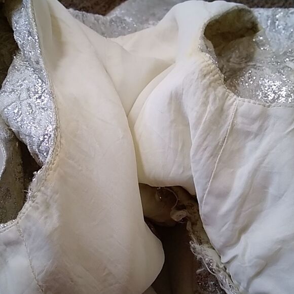 Vintage Handmade Formal Silver And Cream Dress Size S/M Approximate - Picture 10 of 16